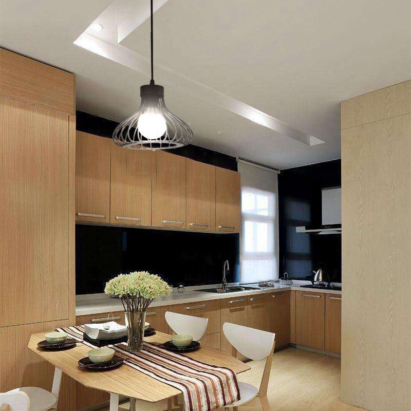 Retro smeedijzeren industriële stijl kroonluchter 1 licht zwarte hanglampje keukenverlichting