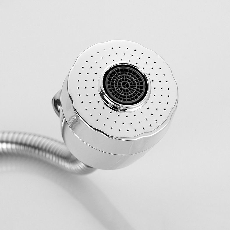 Contemporary Single Handle Kitchen Faucet Pull-down Wall-mounted Faucet in Chrome