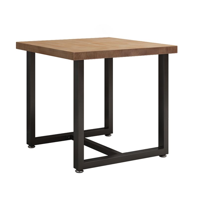 Industrial Solid Wood Dining Table Square Table in Brown with Metal Trestle Base