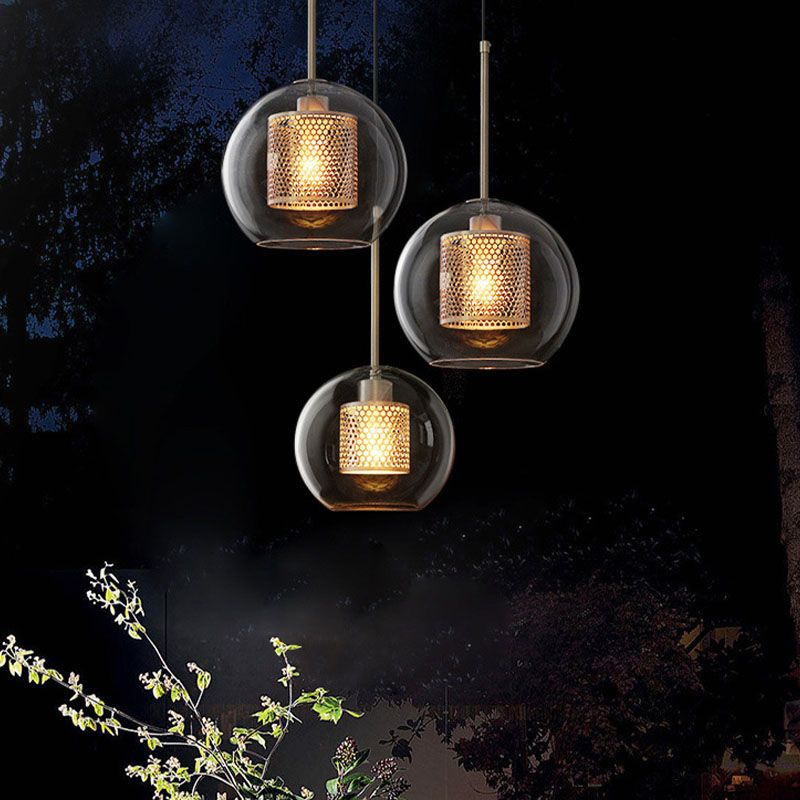 Moderno una testa appesa a palla limpida vetro a base di vetro contemporaneo a ciondolo di illuminazione per sala da pranzo