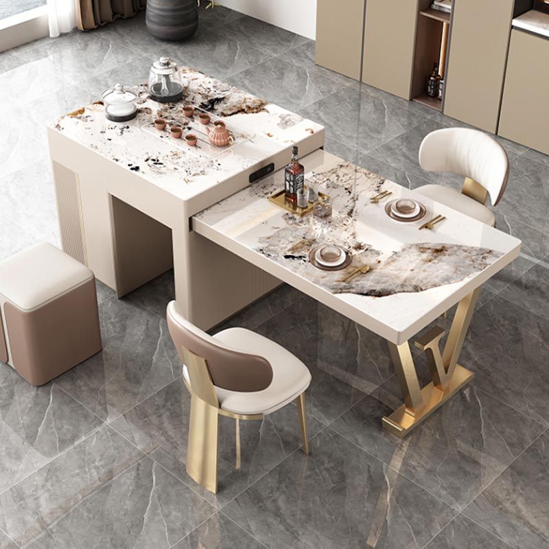 Nordic Glam Style Chair Dining Armless Chairs for Kitchen with Metal Legs