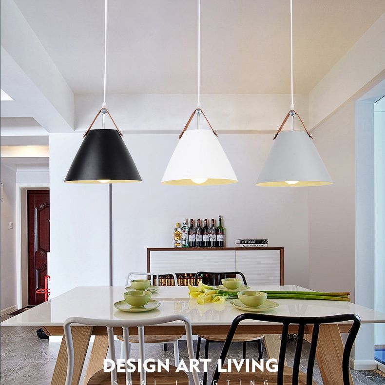Modern Macaron colgante cónico de metal ligero de metal de 1 luz para la mesa del comedor