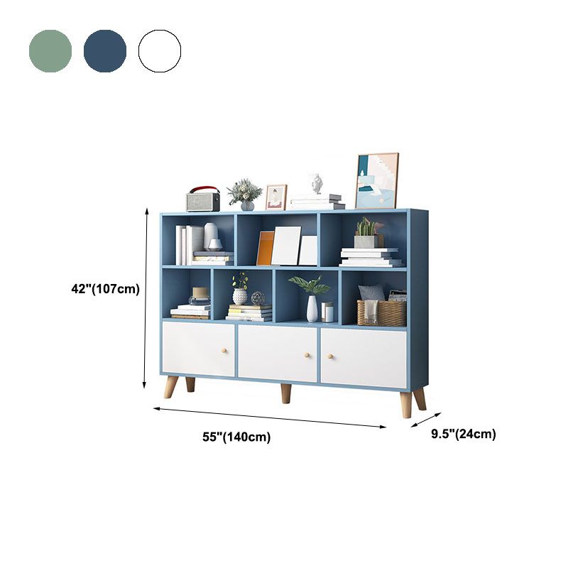 9.5" W Closed Storage Bookcase Wooden Bookshelf with Shelves and Doors