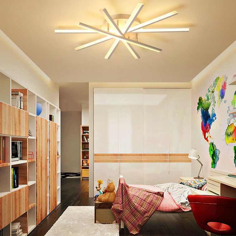 Simplicidad moderna LED SEMI FLUSH MONTO SPUTNIK ACRYLIC SHADE FIXTure para sala de estar