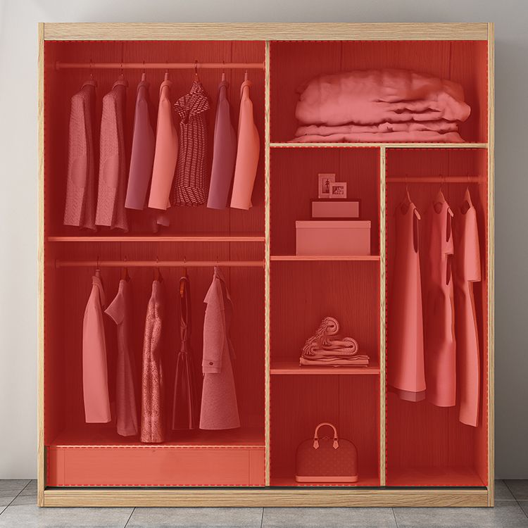 Sliding Engineered Wood Wardrobe Cabinet with Drawer Modern Wardrobe Closet