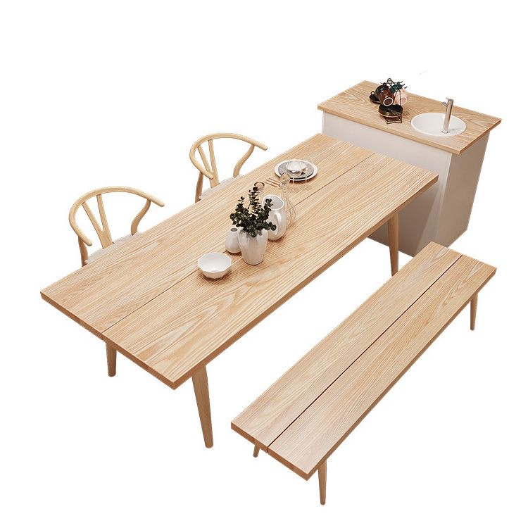 Glam Rectangle Dining Table Wooden Table with Wood Legs for Home Use