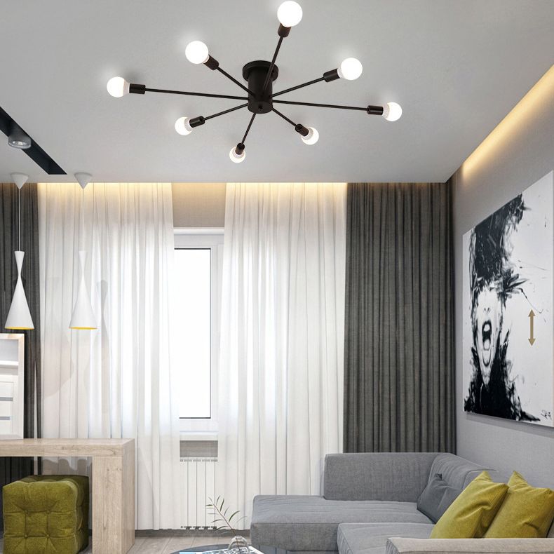 Nordic Ceiling Light Simple Wrought Iron Multi-head Modern Industrial Style Creative Geometric Living Room Bedroom Dining Room Lamps