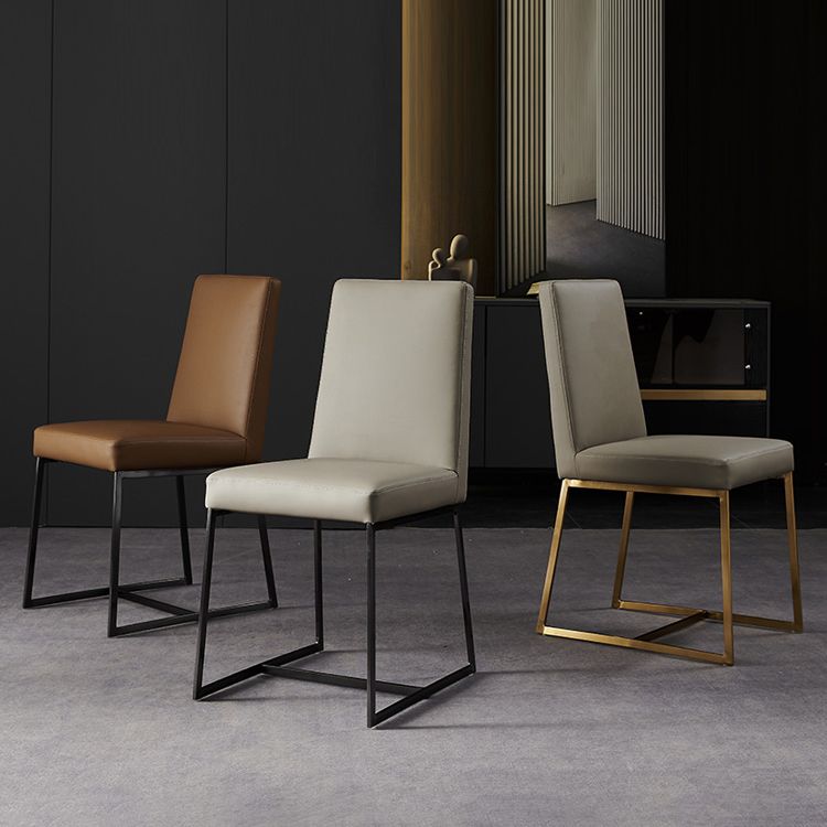 Leather Matte Finish Dining Chair Contemporary Home Solid Back Side Chair