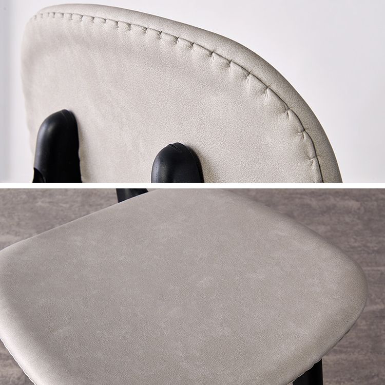 Chaises de salle à manger sans bras en cuir PU, chaise latérale à dossier ouvert avec pieds en plastique