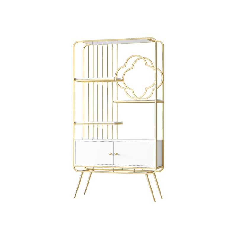 Glam Metal Shelf Bookcase Closed Back Bookshelf with Cabinets