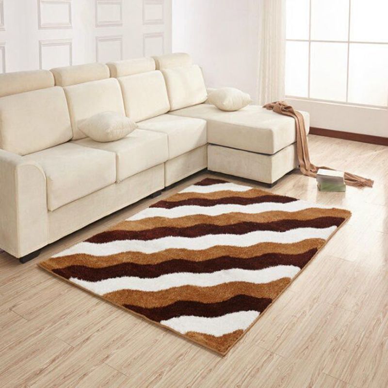 Dark Gray Simple Rug Polyester Pattern Rug Washable Rug for Living Room