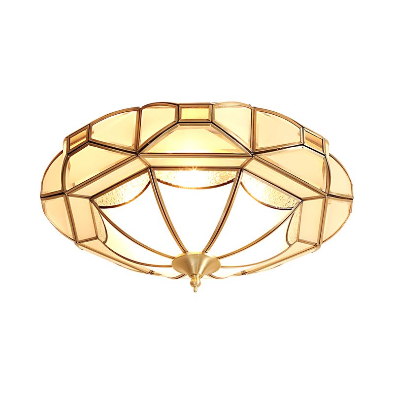 Plafonnier géométrique pour chambre à coucher, Style colonial en métal, 4 ampoules, lampe encastrée en laiton