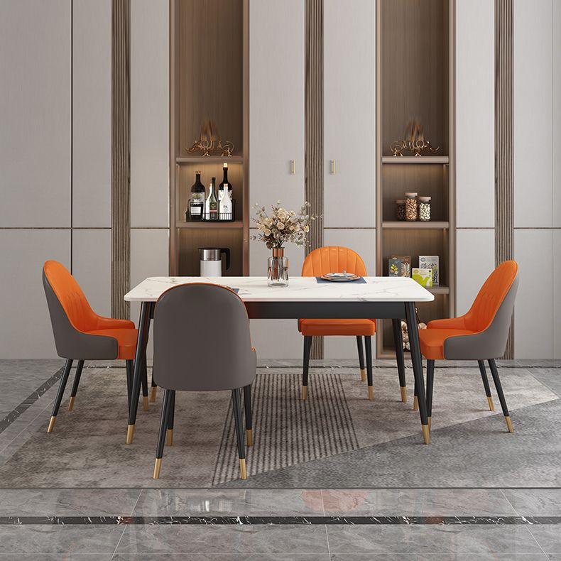 Modern Style Rectangle Stone Table Standard Height Dining Table with 4 Legs