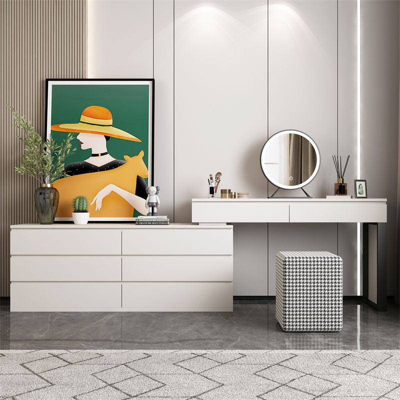 3-piece Vanity Table Set with LED Lighted Mirror Vanity Make Up Table/Stool Set