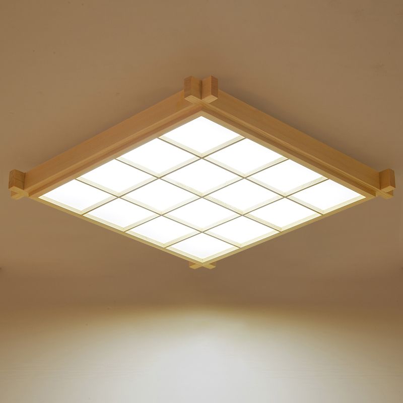 Nouveau Plafonnier encastré en bois moderne à 1 lumière LED pour salon