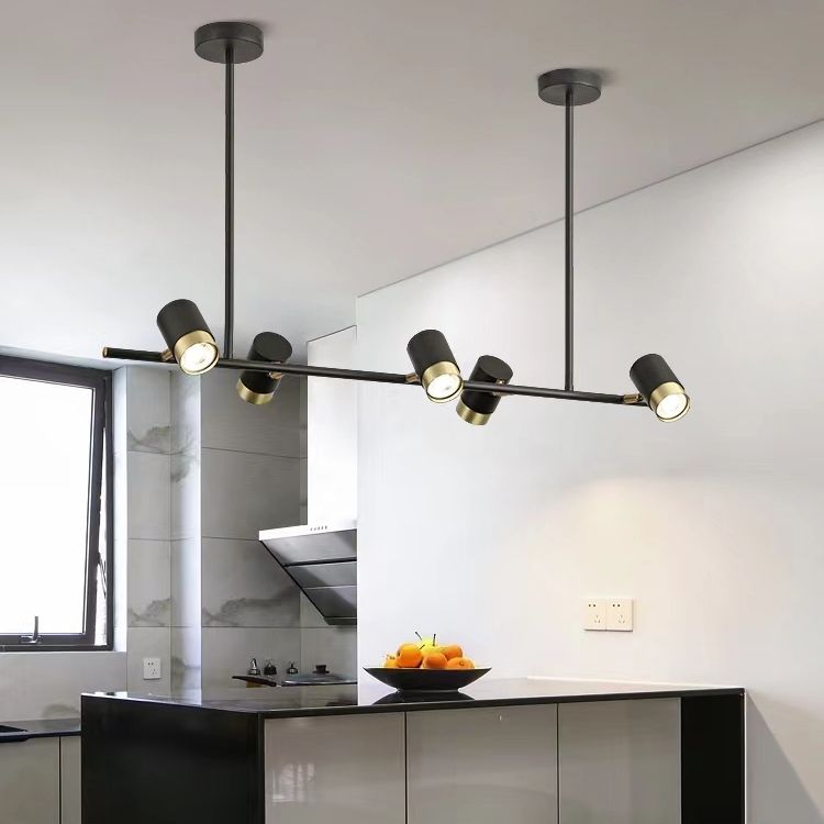 Contemporary Style Cylinder Island Lighting Ideas Metal Island Light Fixtures in Black