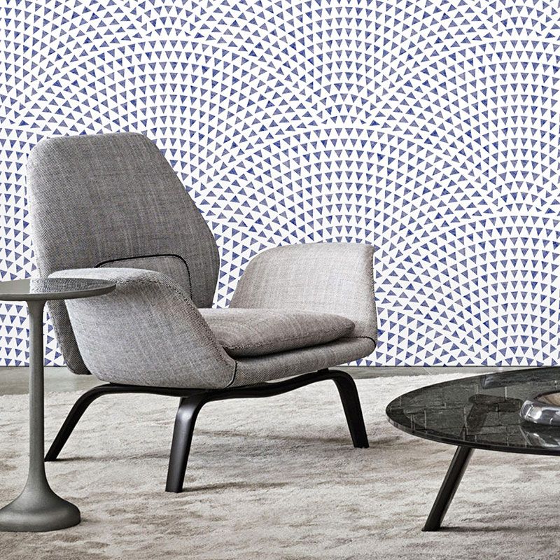 Pastel Blue Geometries Wall Covering Moisture-Resistant Wallpaper for Accent Wall, Easy to Remove