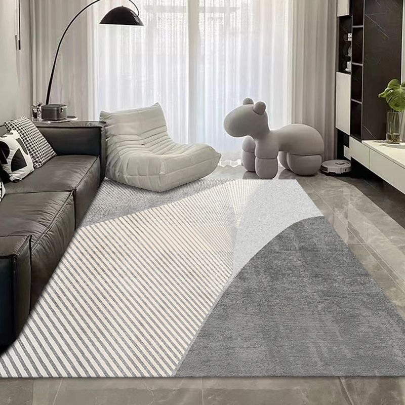 Contemporary Polyster Banded Pattern Bedroom Rectangle Stain Resistant Area Carpet