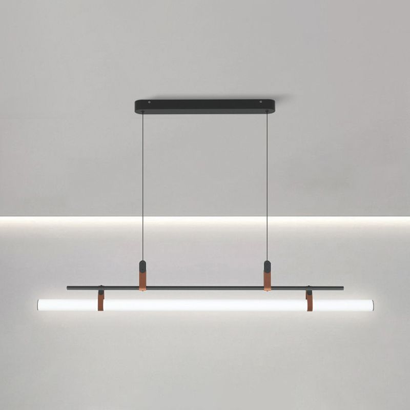 Lámpara moderna de la isla de metal lineal Luz de restaurante moderno de 1 cabeza con sombra acrílica