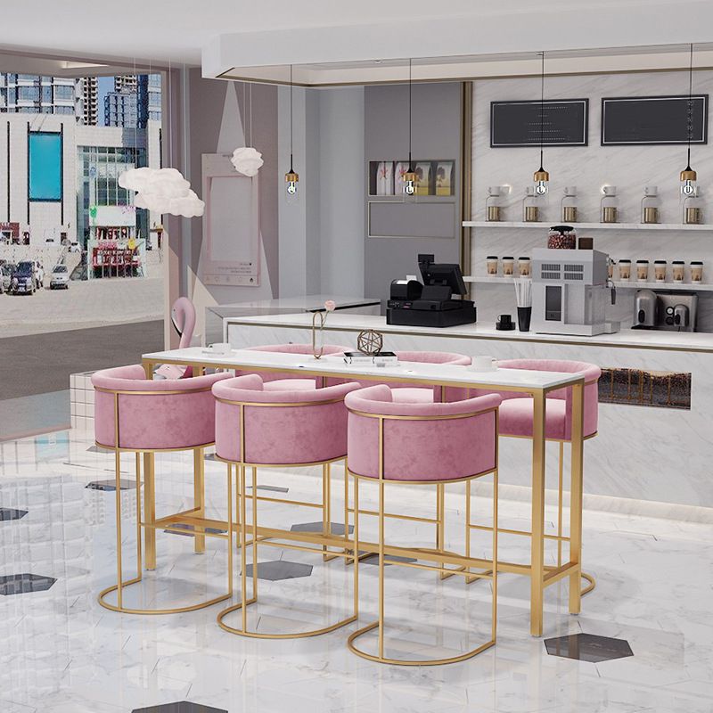 Scandinavian Style Counter Stool Upholstered Armed Bar Stool with Footrest