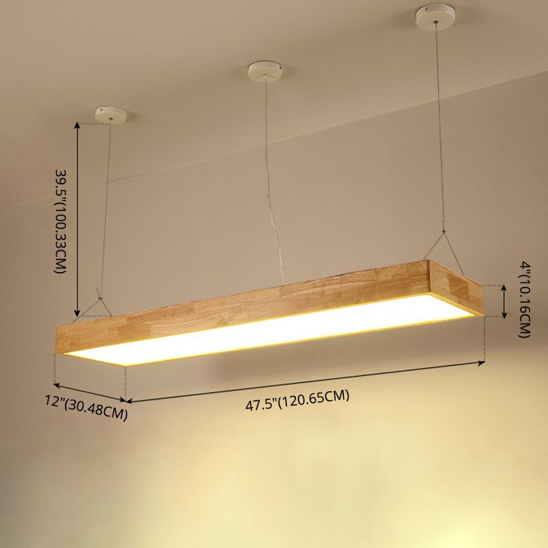 Modern Rectangle Pendant Lighting Fixture Wood Pendant Light