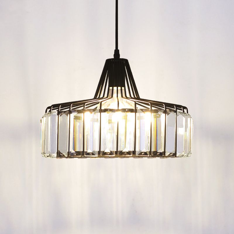 1-Licht-Trommelkristall-Anhänger-Lampe zeitgemäße Einfachheit Beleuchtung für Schlafzimmer Esszimmer