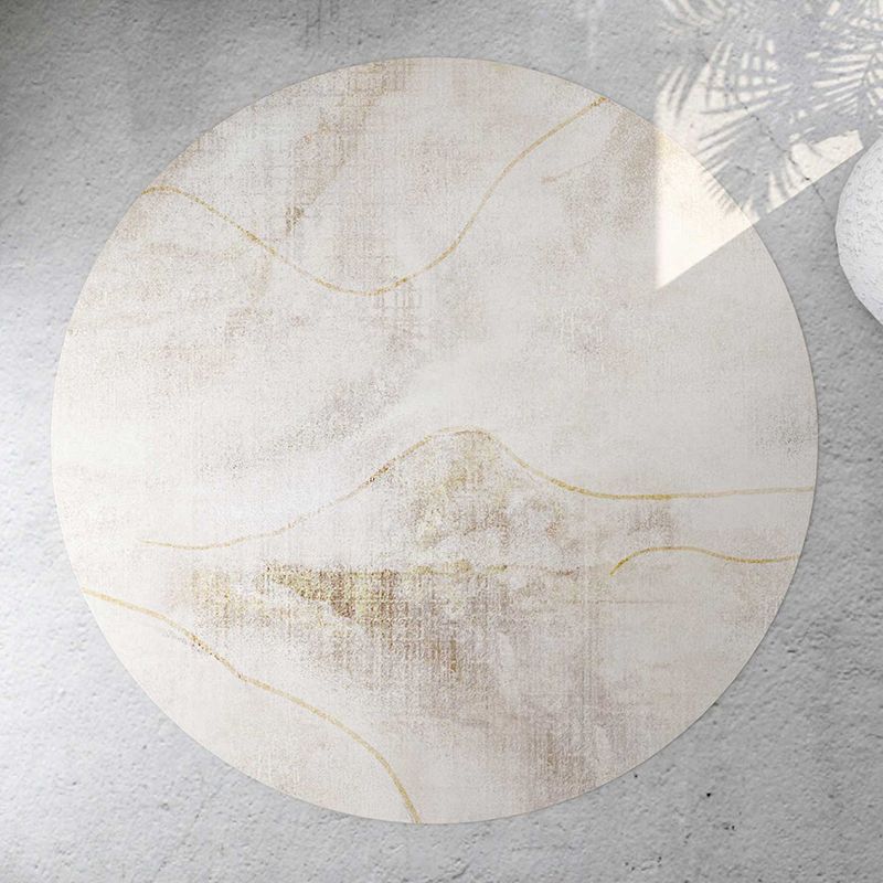 Light Yellow Rug Polyester Graphic Rug Non-Slip Backing Rug for Living Room