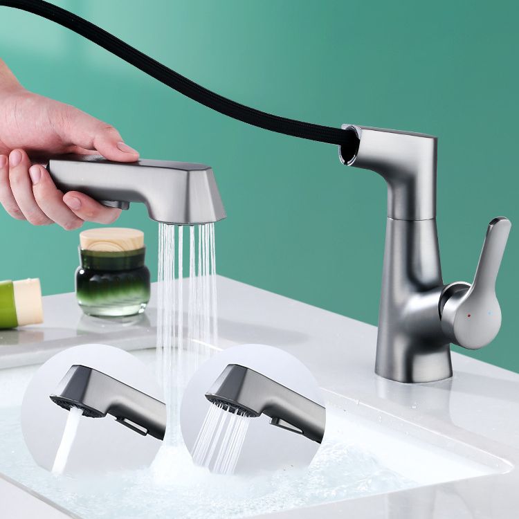 Contemporary Sink Faucet Plian Low Arc Brass Centerset Lavatory Faucet