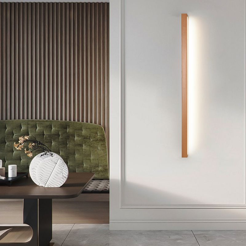 Wood Linear Wall Lighting Modern Style 1-Light Wall Mounted Light Fixture in Brown