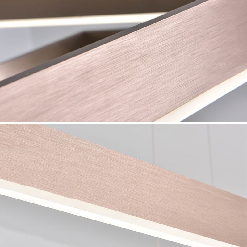 Minimalist Squared Hanging Ceiling Light Metal Living Room LED Chandelier Pendant Light in Coffee