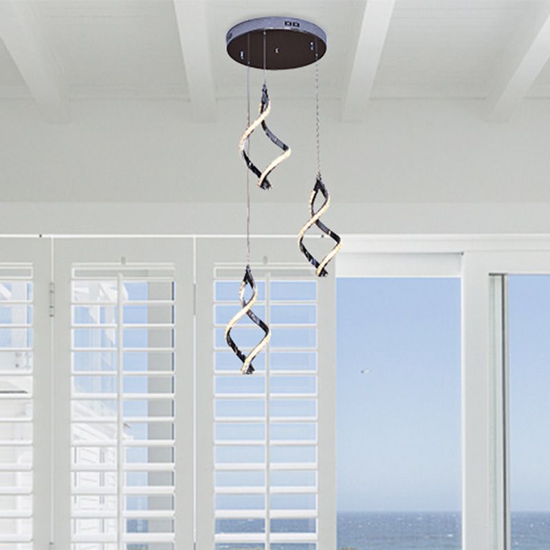 Colgante de clúster en forma de níquel Estilo moderno 3 luces 3 luces de cristal iluminación con luz cálida/blanca