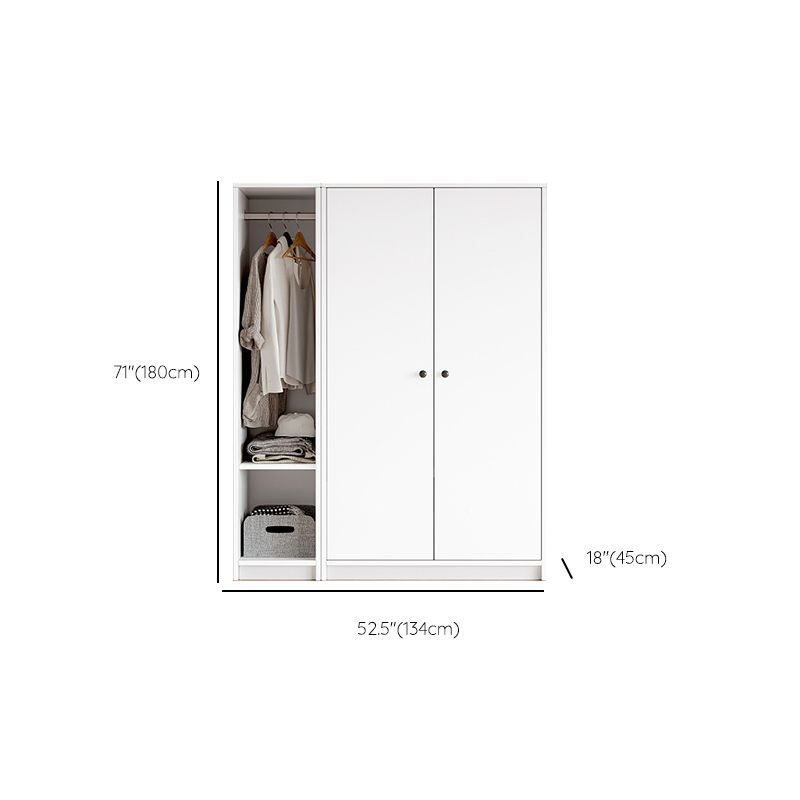White Wardrobe Armoire with Shelves Engineered Wood Wardrobe Cabinet