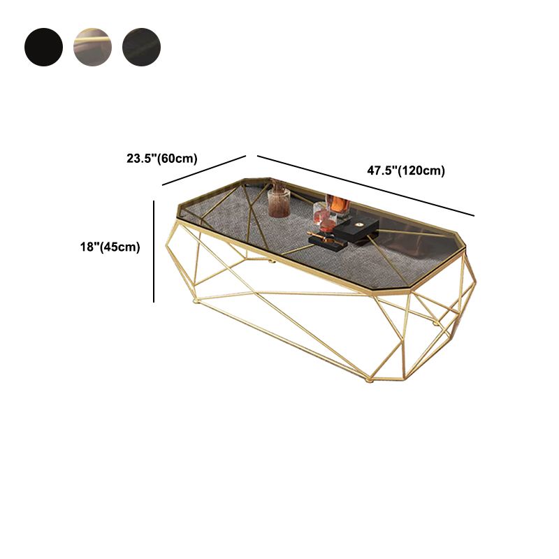 Modern Style Rectangular Glass Table Metal Bottom Frame Frame Base Coffee Table