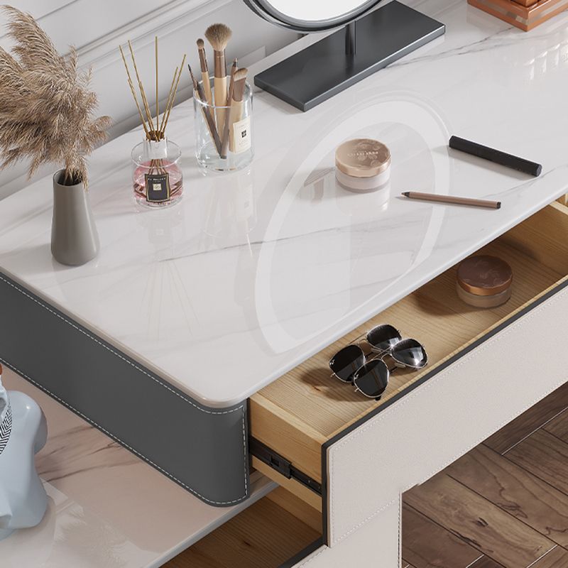 Contemporary Pine Makeup Vanity Desk with Drawers Vanity Makeup Table Set