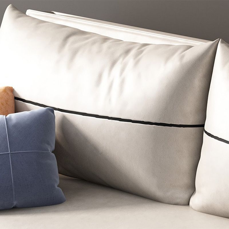 Beige Faux leather Sofa Bed 35.43" Wide Contemporary Foldable Sleeper Sofa