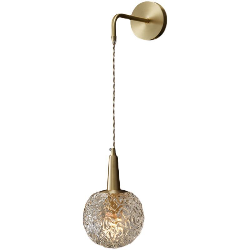 Nordic Style Crystal Wall Light Gold Globe Wall Sconce for Living Room