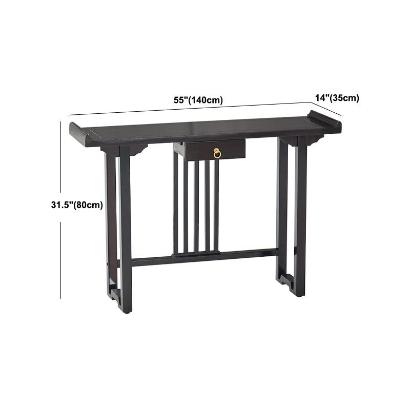 Pine Console Table Mid-Century Modern Rectangle Accent Table for Hall