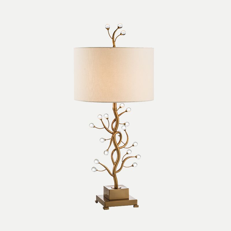 1 tâche cylindrique en cristal éclairage moderniste tissu lampe de nuit en or