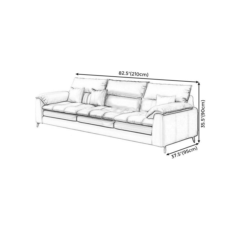 Faux leather Sectional Pillow Top Arm Beige Sectional for Living Room