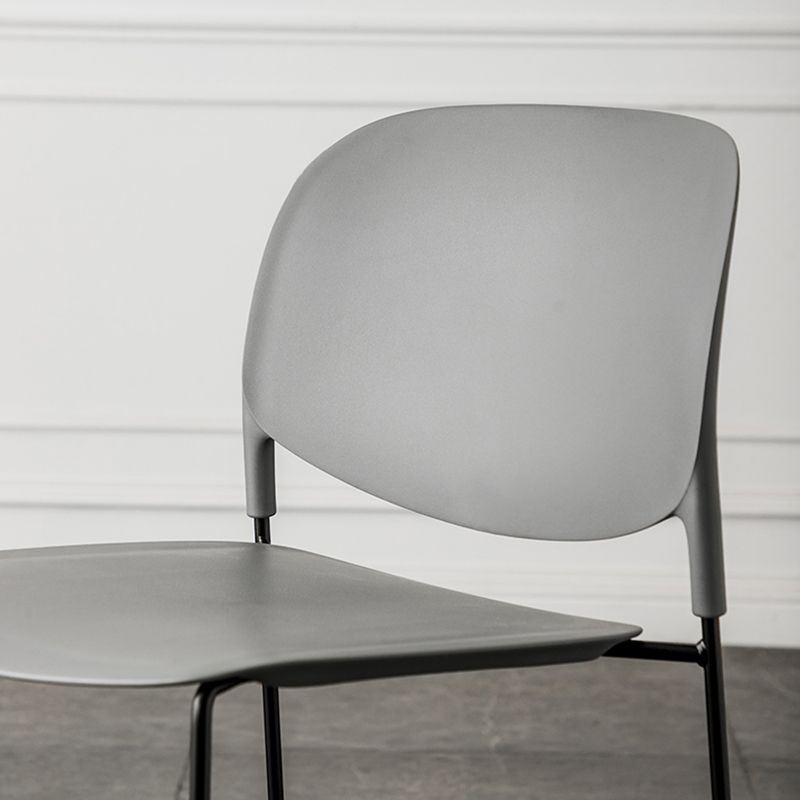 Contemporary Style Armless Chair Plastic Dining Chair with Metal Base