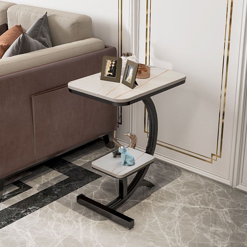 Minimalist Abstract End Table Rectangular Side Table with Storage
