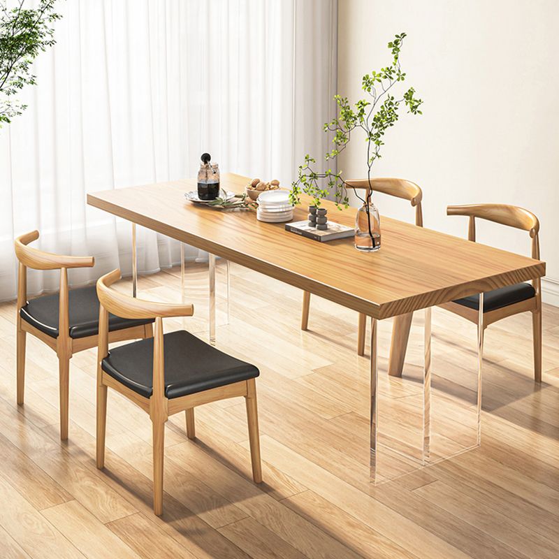 Modern Acrylic Dining Table Set 1/2/5/7 Pcs Natural Wood Dining Room Furniture Set