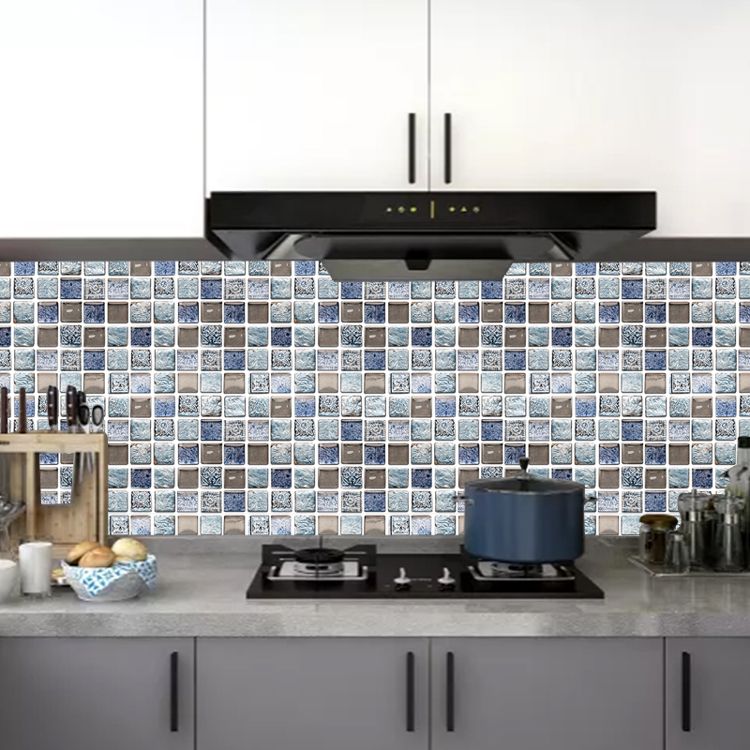 Plastic Peel & Stick Mosaic Tile Mosaic Tile Wallpaper with Square Shape