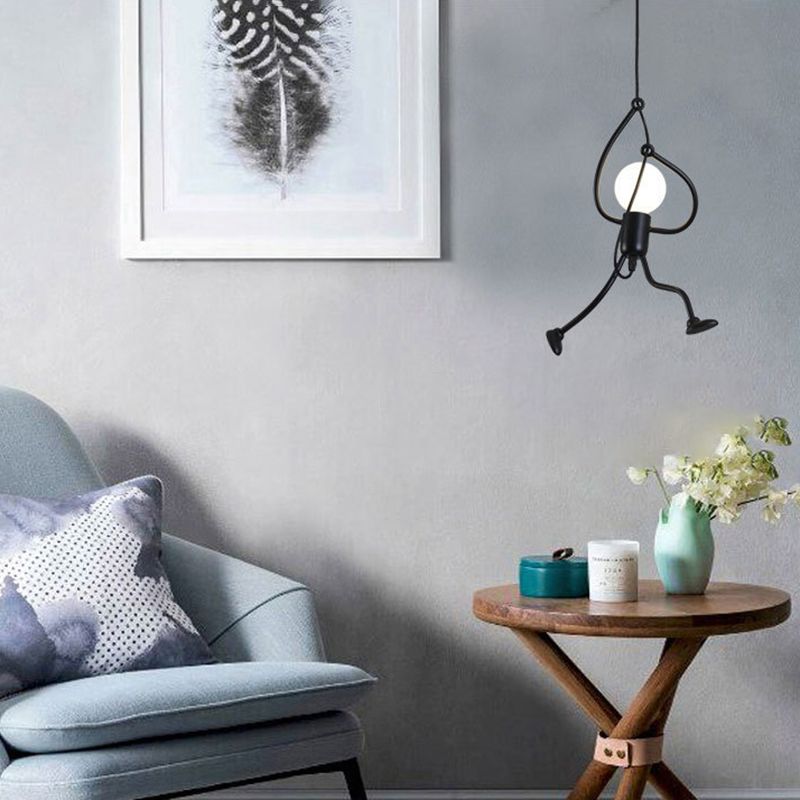 1-Light Pendant Ceiling Lights Industrial Metal Multi Pendant Light Fitting in Black