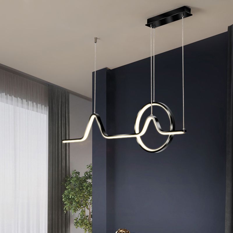 Courbe art salle à manger suspendue lampe à la lampe minimalisme en aluminium LED Island éclairage