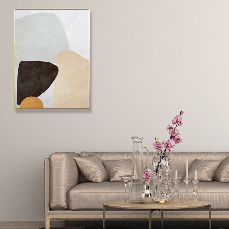 Soft Color Geometrical Art Print Abstract Nordic Textured Canvas for Sitting Room