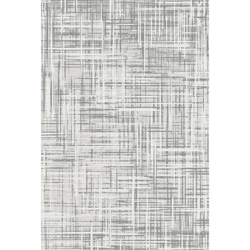 Grey Modernist Rug Polyester Striped Pattern Rug Pet Friendly Washable Anti-Slip Backing Carpet for Living Room
