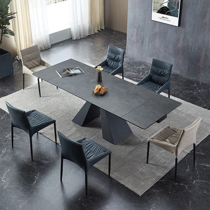 Modern Simple Dining Table Rectangle Dinner Table with Metal Base for Dining Room