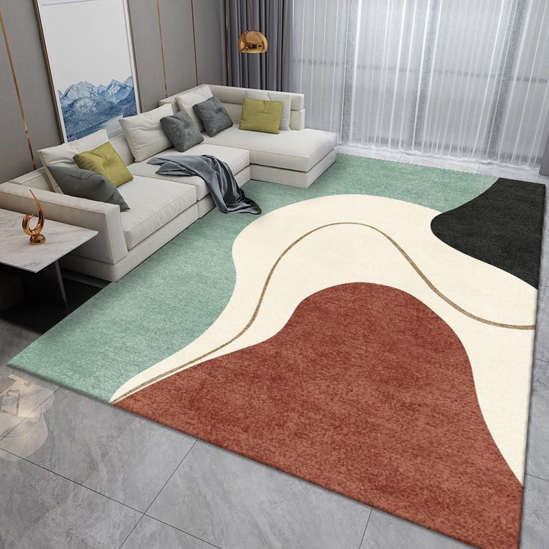 Pink Modern Rug Polyester Irregular Color Lump Rug Washable Rug for Living Room