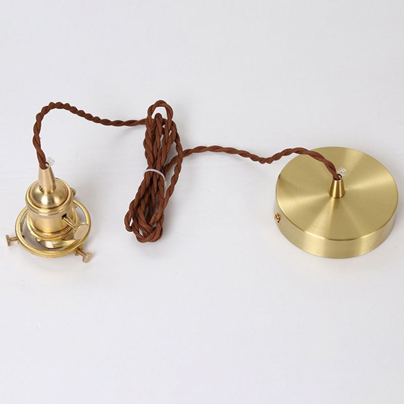 1 Head Spherical Pendant Light Kit Warehouse Brass Finish Clear Textured Glass Hanging Lamp Kit